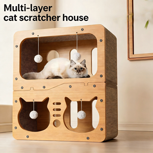 Rascador para Gatos Multicapa, Resistente a Mordeduras, Transpirable, con Diseño de Cara de Gato, 45x51x27 cm, Mueble de Madera para Gatos Medianos - Product Image 2