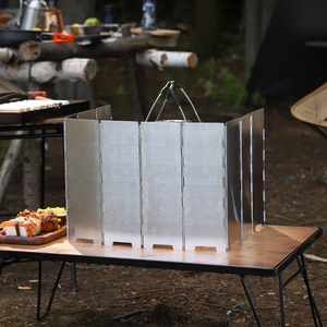 Parabrisas para Estufa de Camping, 14 Piezas, Aleación de Aluminio, Plegable, Resistente al Viento, Portátil, Concentrador de Calor, con Caja - Product Image 5