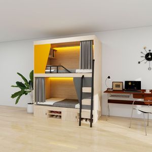 <span class=keywords><strong>Lit</strong></span> <span class=keywords><strong>superposé</strong></span> bas avec échelle et barrière de sécurité, cadre en bois, peu encombrant, gain de place - Product Image 1