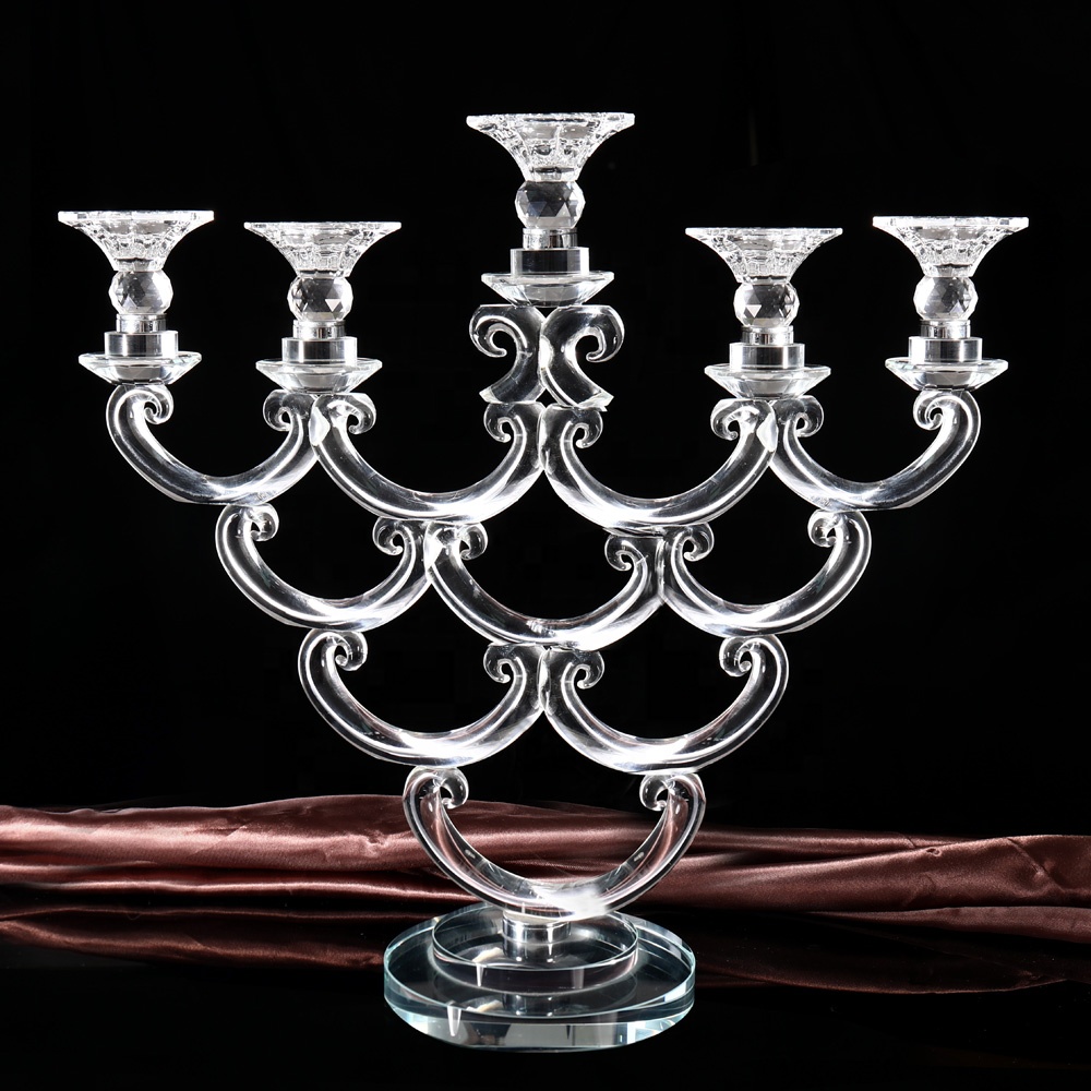 Новое поступление, хрустальное украшение для стола, свадебное украшение, маленькие Кристальные подсвечники на 5 рук, хрустальный подсвечник