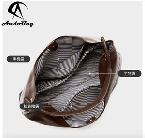 Sac fourre-tout en cuir de vachette Andong pour femmes, sac à bandoulière pour l'extérieur, grande capacité, pour les trajets quotidiens, le travail, sac à main - Product Image 6