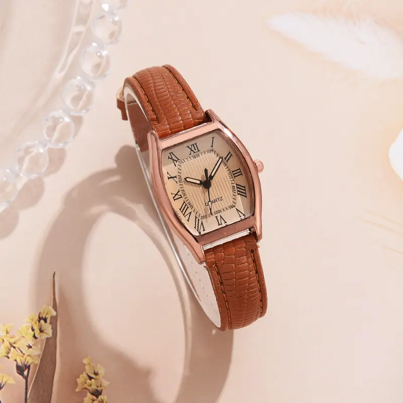 Nieuwe Tonvorm Romeinse Weegschaal Horloge Vrouwen Groothandel Mode Veelzijdige Quartz Horloge