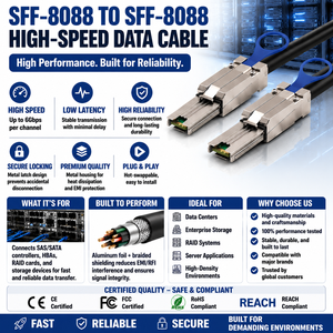 สายเคเบิลมินิ SAS SFF-8088 ภายนอกไปยัง SFF-8088 ความเร็ว 6Gbps 26 พิน สายดาต้าแบบมีชีลด์สำหรับขยายพื้นที่จัดเก็บข้อมูลเซิร์ฟเวอร์ RAID JBOD Array - Product Image 3