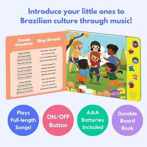 Libro Sonoro Interattivo per Bambini con Canzoni e Ritmici Brasiliani in Portoghese, Produzione OEM - Product Image 1