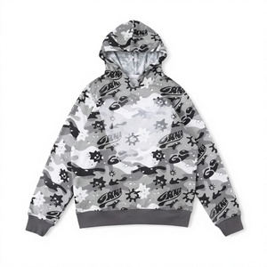 Sudadera con estampado de dibujos animados en camuflaje gris, chaqueta unisex con cremallera estilo streetwear - Product Image 4