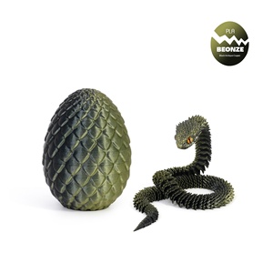 Statuette <span class=keywords><strong>d</strong></span>'œuf <span class=keywords><strong>de</strong></span> serpent arc-en-ciel en plastique imprimé en 3D - Série animaux et dinosaures tendance pour enfants - Product Image 3