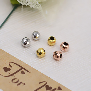 S925 <b>Silver</b> DIY Jewelry Accessories Multi-sided 3mm Laser <b>Beads</b> Small Gold <b>Beads</b> Fancy Shape Plated Jewelry Caps Spacers 1569 - Product Image 2