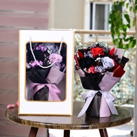 Bouquet de roses éternelles de luxe, coffret cadeau délicat, boîte fourre-tout transparente haut de gamme faite à la main, longue durée (3-5 ans), fleurs romantiques