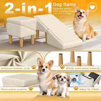 Rampe d'escalier pour chien en bois, avec marchepied intégré et repose-pieds séparé, pliable, pour animaux de compagnie.