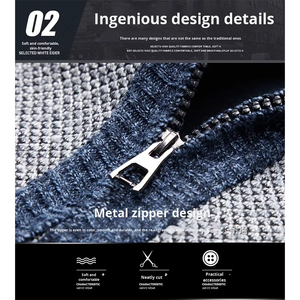 Veste élégante unie à col montant et manches longues pour homme, en tricot, avec fermeture éclair – Nouvelle collection en promotion - Product Image 5