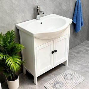 Lavabo Rectangular de 60 cm con Gran Capacidad, Mueble de Baño de Fibra de Carbono, Lavabo y Fregadero de Cerámica - Product Image 1
