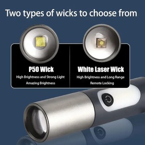 ไฟฉาย LED ซูมแสงแรงสูง P50/ไฟฉายแสงเลเซอร์สีขาว ไฟฉายแบบชาร์จไฟได้ USB โคมไฟตั้งแคมป์แบบพกพากลางแจ้งพร้อมตะขอ - Product Image 3