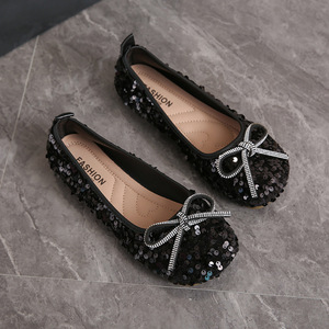 Ladies Luxury Slip-On Anti-Slippery Pointed Toe Sequin Bow <b>Flats</b> Breathable Comfortable Summer Shoes PU Lining - Product Image 1