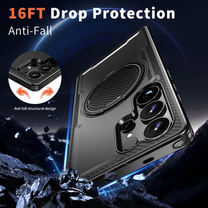 Funda para <span class=keywords><strong>Samsung</strong></span> Galaxy S25 Ultra Edge S24 FE S23 Plus S22 S21 con Alivio <span class=keywords><strong>de</strong></span> Presión 360 °   Soporte Magnético Giratorio para Cubierta Trasera <span class=keywords><strong>de</strong></span> Metal - Product Image 2