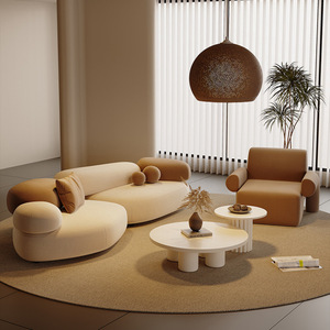 Ghế sofa sỏi hình dạng bất thường màu kem cho căn hộ nhỏ phòng khách đơn giản Thẩm mỹ viện cửa hàng quần áo tiếp tân nghỉ ngơi - Product Image 4