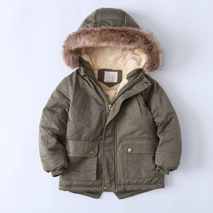 Veste coupe-vent à capuche pour garçon, en polaire, avec fermeture éclair, manteau rembourré en coton épais, vêtements pour enfants, écologiques et respirants - Product Image 2