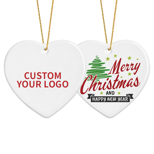Tùy Chỉnh Trái Tim Round Shape Gốm Trang Trí Thiết Kế Tối Giản Giáng Sinh Sứ Trang Trí Mặt Dây Chuyền Cho Trang Trí Cây Giáng Sinh - Product Image 1