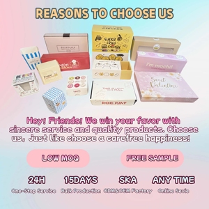 Stampa logo personalizzato pasticcini per biscotti scatola per imballaggio <span class=keywords><strong>pasticceria</strong></span> da forno confezione <span class=keywords><strong>rosa</strong></span> viola scatola di carta Kraft - Product Image 6