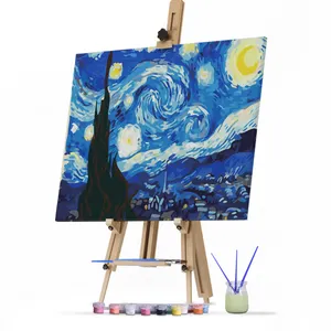 Wholesale Van Gogh Starry Night Village Evening Mountains Fantastic Landscape DIY Numbers Oil Painting Kit