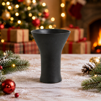 Vase en céramique noire mate avec deux poignées en boucle, design Art Déco, décoration de luxe pour la maison, vase à fleurs pour mariage