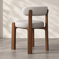 Chaise de salle à manger rembourrée à dossier courbé avec assise capitonnée, structure en noyer, chaise d'appoint sans accoudoirs, couleurs personnalisables