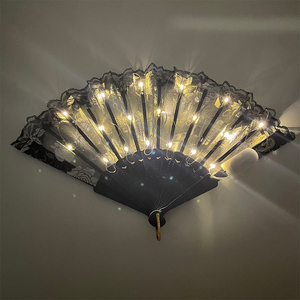 TGYW Abanico LED Luminoso con Diseño de Rosa de Encaje, Abanico Grande en Forma de Mano <span class=keywords><strong>para</strong></span> Damas, Accesorio <span class=keywords><strong>para</strong></span> Fiestas, Navidad, Música, Danza - Product Image 3