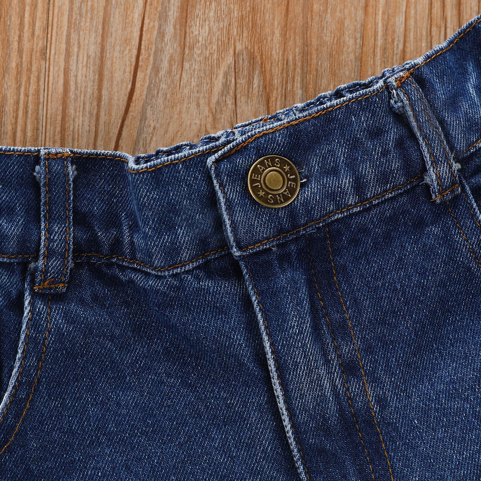 Boutique baby girls off-shoulder top with demin shorts set kids 3pcs summer clothes set