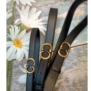 Wholesale Cowhide Ladies Belt Double Gg And Cd Women'S Belt Simple Fashion Business Smooth Buckle Cowhide Belt