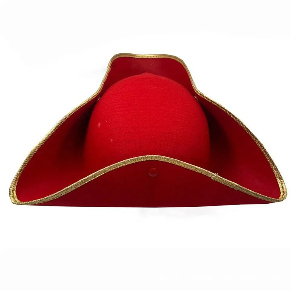 Cappello da Tricorne rosso medievale Unisex cappello da festa di Halloween cappello da scena