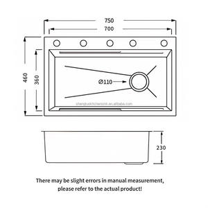 Oem nhà sản xuất của thương mại 304 thép không gỉ handmade Bát duy nhất thông minh Thác Bồn Rửa Nhà Bếp - Product Image 4