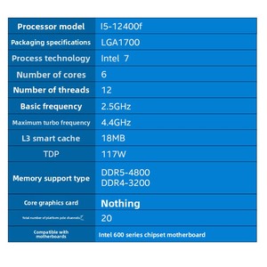 CPU para Juegos de Escritorio I5 12400F de Seis Núcleos, LGA-1700, 65W - Product Image 5