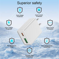 Chargeur de voyage Schitec 20W double USB Type a & C chargeur adaptatif rapide pour appareil d'alimentation écouteur de bureau charge prêt à être expédié