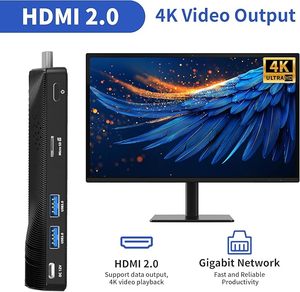 Mini PC Stick <span class=keywords><strong>sans</strong></span> ventilateur, micro-<span class=keywords><strong>ordinateur</strong></span> <span class=keywords><strong>de</strong></span> <span class=keywords><strong>bureau</strong></span> Windows 10 Celeron J3455, 4 Go <span class=keywords><strong>de</strong></span> RAM, 64 Go EMMC, Gigabit Ethernet, sortie 4K 60Hz pour - Product Image 3