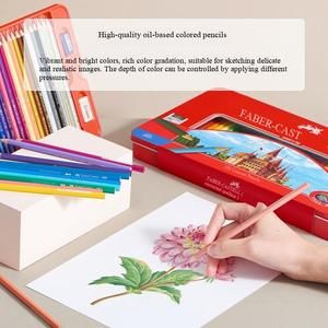 Crayons de couleur <span class=keywords><strong>Faber</strong></span>-<span class=keywords><strong>castell</strong></span>, ensemble de crayons de couleur à base d'huile pour étudiants, 100 couleurs, série Castle, boîte en fer rouge - Product Image 3