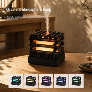 מנורת לילה חדשה עם 7 צבעי LED, מטהר אוויר USB עם אפקט להבה, מפזר שמנים אתריים עם מכשיר אדים בצורת להבה - Product Image 5