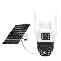 Caméra de sécurité extérieure sans fil 4G V380Pro 4MP à double objectif avec panneau solaire 7,5W et batterie 8000 mAh