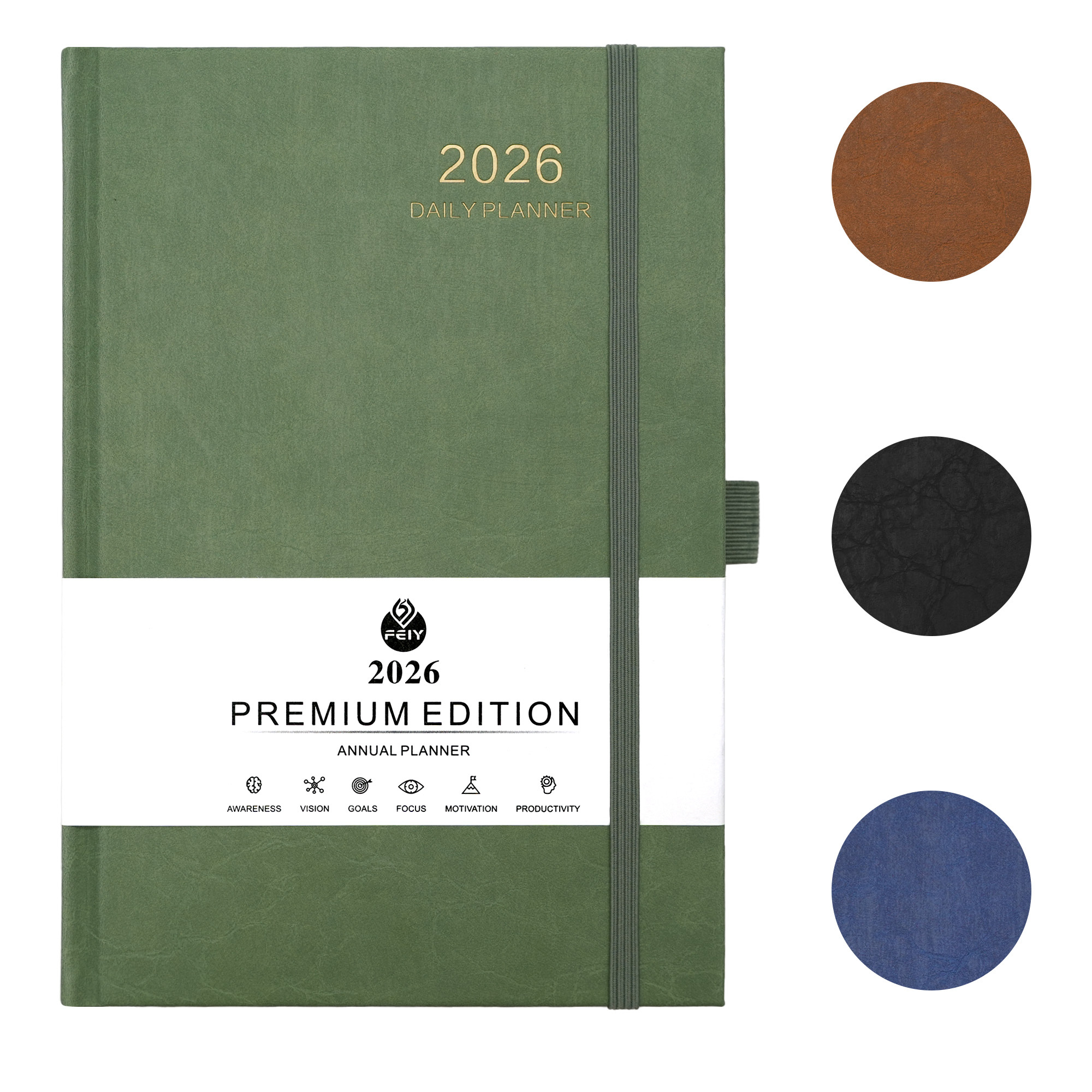 Custom Logo <strong>2026</strong> Planner Agenda Fabric Hardcover Exercise Notebook Calendar for Gift Use Manufactured Custom Notebook Producer