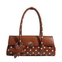 Bolso de Hombro Estilo Francés Retro con Puntos, para Mujer, con Solapa y Dos Correas, Diseño Exclusivo con Colores Contrastantes, Novedad 2026