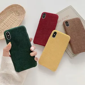 Hot Sale Simple Corduroy Cloth Texture Phone Case for iPhone 12 Warm Fabric Fuzzy Soft Cover for iPhone 11/7/8/Plus/X/XR/XS/MAX