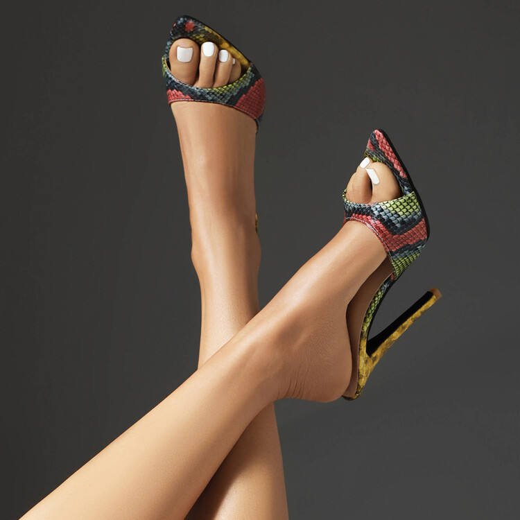 Snakeskin Mules Slippers High Kitten Heels Trending 2025