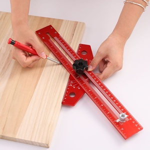 Multi-function 350mm Aluminum Alloy T-type Scribe Ruler Woodworking Precision Mark Measuring Ruler with Pencil - Product Image 3