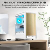 Boîtier PC FOIFKIN M1 - Panneau frontal en noyer, 4 ventilateurs PWM ARGB préinstallés, blanc pour jeux