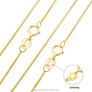 Collier classique Simple en or véritable, chaîne à bordure délicate, chaîne en or véritable 9K pour collier bijoux - Product Image 1