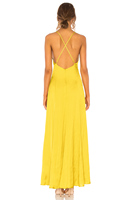 Robe de soirée personnalisée OEM, robe longue en satin sexy pour femmes, col en V, sans manches, fente, dos nu