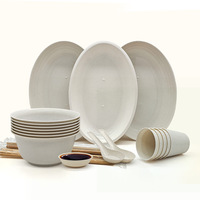 Bol, assiette, cuillère, tasse en écorce de riz jetable, épais, résistant aux hautes températures, écologique, vaisselle de table pour les fêtes