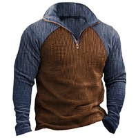 Nouveau polo zippé à col montant imprimé 3D pour homme, collection automne-hiver