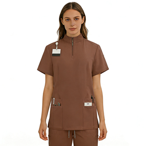 Ensemble de blouse à col en V avec fermeture éclair et pantalon de jogging, uniforme professionnel pour manucure, spa, uniforme médical, blouse médicale - Product Image 3