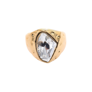 แหวนแฟชั่น สแตนเลสสตีล 316L ชุบทอง PVD ประดับคริสตัลรูปหยดน้ำ เครื่องประดับสำหรับผู้หญิง - Product Image 2