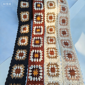 Passamaneria in pizzo <span class=keywords><strong>all</strong></span>'<span class=keywords><strong>uncinetto</strong></span> solubile in acqua, Nastro <span class=keywords><strong>all</strong></span>'<span class=keywords><strong>uncinetto</strong></span> etnico a quadrati granny, Pizzo ricamato personalizzato per abbigliamento - Product Image 6