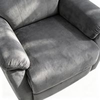 Fauteuil inclinable manuel en velours gris, dossier et repose-pieds réglables, design ergonomique, massage, télécommande, salons, BSCI